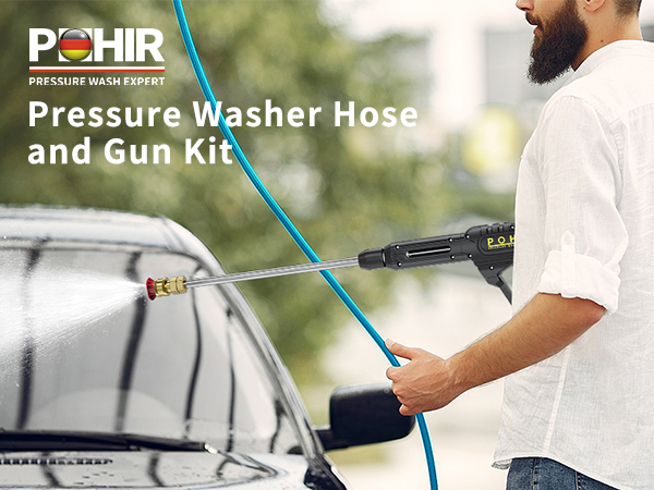 Pressure washer hose and gun
