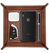 SITHON Valet Tray Desktop Storage Organizer – Premium PU Leather Catchall Tray Bedside Vanity Tra...