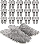 Frcctre 15 Pairs Disposable Slippers, Non-Slip Closed Toe Linen Disposable Spa Slippers Portable ...