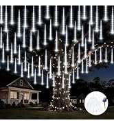 Solar Meteor Shower Lights, Solar Christmas Lights 16 Tubes 384 LEDs (Equivalent to 2 Sets of 8-T...
