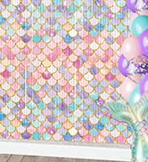 Mermaid Foil Fringe Curtains Backdrop Birthday