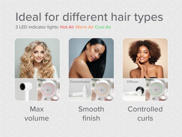 diffuser for curly hair concentrator for smooth finish three temperature settings