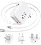40W Retractable Wall Charger, Universal European UK Travel Plug Adapter Kit | 4 in 1 Fast Interna...