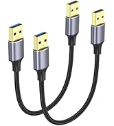ApoJodly USB Cable 6 inch 2-Pack, Short USB A to USB A Cable Male to Male 3.0 Double Sided Cord 0...