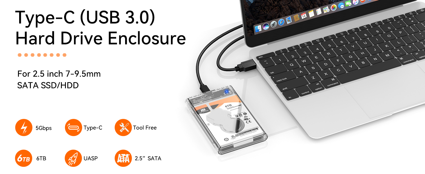 Usb 3.0 C to 2.5 inch 2.5” sata hdd ssd external hard drive disk enclosure docking station