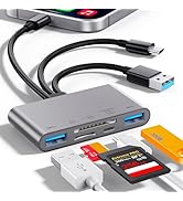 5-in-1 SD Card Reader,High-Speed USB 3.0 Adapter for Phone/Pad USB C/A Devices with TF&SD Card Sl...