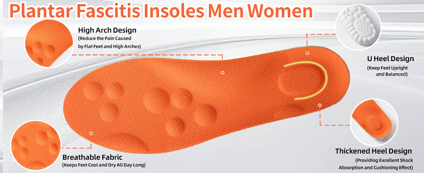 Steppers Insoles for Men Women - Arch Support, Massage Memory Foam, Breathable Inserts