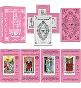 Smoostart Pink Tarot Cards with Meanings for Beginners, Tarot Cards Deck with Guidebook, Keywords...