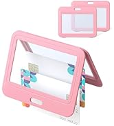 Uniclife ID Badge Holder with Double-Sided Windows Horizontal Hard Plastic Case Pink Card Protect...