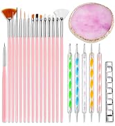 22 Pcs Nail Art Brushes Set with Resin Palette and Silicone Carving Pen,Professional Nail Art Too...