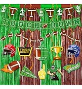 Football Party Decorations 25Pcs Brown Green Football Curtains Pre-Assembled Banner Hanging Swirl...