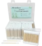 Meanhoo Bamboo Cotton Swabs 1000 Count in Storage Box, Double-Tipped Organic Cotton Buds with Dur...