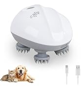 ALL FOR PAWS Cat Dog Massager for Cats & Dogs, Handheld Electric Pet Massager Brush with 4 Rotati...