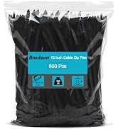 500 Pack 12 Inch Heavy Duty Zip Ties 120 lb, Black Industrial Cable Ties UV Resistant Nylon for I...