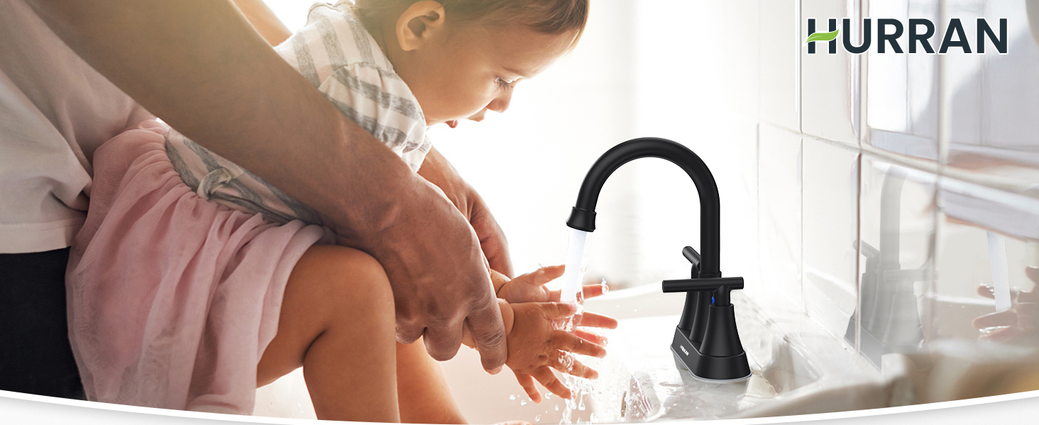 Matte Black Bathroom Sink Faucet Bathroom Faucets for Sink 3 Hole Faucet for Bathroom Sink Vanity RV