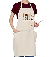 conda Adjustable Professional Bib Apron 100% Cotton Canvas with 3 Pockets for Women Men Adults, W...