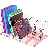 Clear File Organizer for Desk, 5-Section Upright Plastic Desktop File Folder Sorter with Rose Pat...