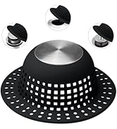 Aluvor Shower Drain Hair Catcher, Bathtub Drain Cover Foldable Silicone Shower & Tub Protector fo...