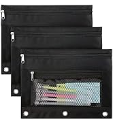 Koogel Pencil Case 3 Ring Binder, 3pcs Zipper Notebook Pen Holder, Cosmetic Coupon Organizer Pouc...