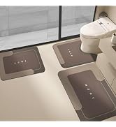 3PCS Absorbent Bath Mat Magic Rug Sets, Quick Drying Bath Mat Non-Slip Floor Rug Rubber Backed fo...