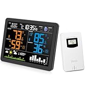 Uzoli EM3566 Weather Station Wireless Indoor Outdoor, 7.4“ Large Weather Station with Atomic Cloc...