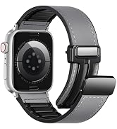 Charlam Magnetic Leather Bands Compatible with Apple Watch Bands 49mm 46mm 45mm 44mm 42mm 41mm 40...
