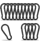 KINLINK 15 Pack Black Carabiner Clip, 1.57 inch Heavy Duty Spring Snap Hook, Small Caribeener Cli...