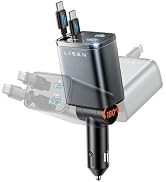 LISEN Retractable Car Charger USB C Fast Charge for iPhone 17 16 15 Pro Max | [Upgraded 4 in 1 Du...