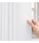 BTTN White Boho Shower Curtain, Modern Arch Textured Waterproof Fabric Shower Curtain Set with Pl...