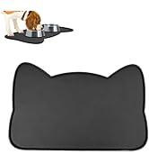 IYYI Cat Food Mat, Dog Bowl Mat, Pet Mat for Food and Water, Cat Feeding Mat with High Raised Edg...