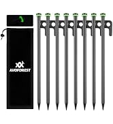 AVOFOREST 12Inch Heavy Duty Tent Stakes,8/20 PCS Tent Pegs Metal+Fluorescent Silicone Rings+ Stor...