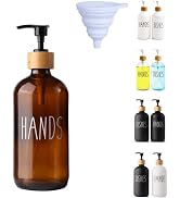 LOOCHICA Hand Amber Glass Soap Dispenser with Pump, Amber Hand Soap Dispenser, Refillable Reusabl...