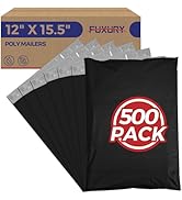 Fuxury 500 Pcs 12x15.5" Poly Mailers,Black Shipping Bags Bulk for Clothing,Strong Adhesive Sealin...