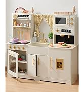 Tiny Land New Modern Play Kitchen for Kids, Toy Kitchen Set with Plenty of Play Features, Kids Pl...