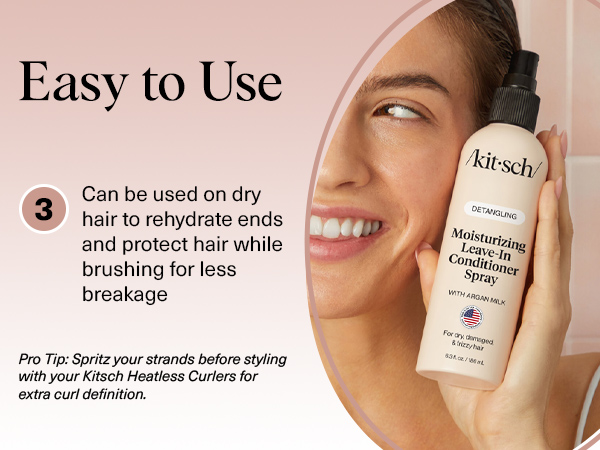 Detangler Spray for Wavy, Fine, Dry & Damaged Hair, Sulfate-Free Frizz Control for Women