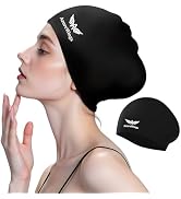 AzureWings Large Swim Cap for Women Men, Swimming Caps for Long Hair Adults Youths,Silicone Swim ...