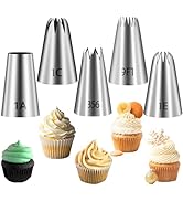 FANTEXY 5 Pieces Large Piping Tips Set (1A, 356, 1C, 1E, 9FT) – Stainless Steel Cake Decorating N...