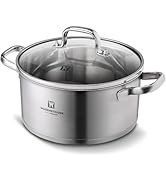 WAGENSTEIGER 5.62-Quart Stainless Steel Stock Pot with Tempered Glass Lid, 3-Ply Construction, Er...