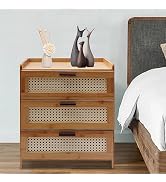 Nightstand with 3 Drawers, Tall Bedside Table Mid-Century Modern End Table Small Bedside Dresser ...