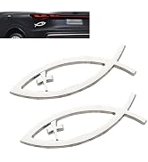 CouTunp 2PCS Jesus Cross Fish Decal Stickers, 3D Metal Christian Cross Fish Car Emblem, Jesus Fis...