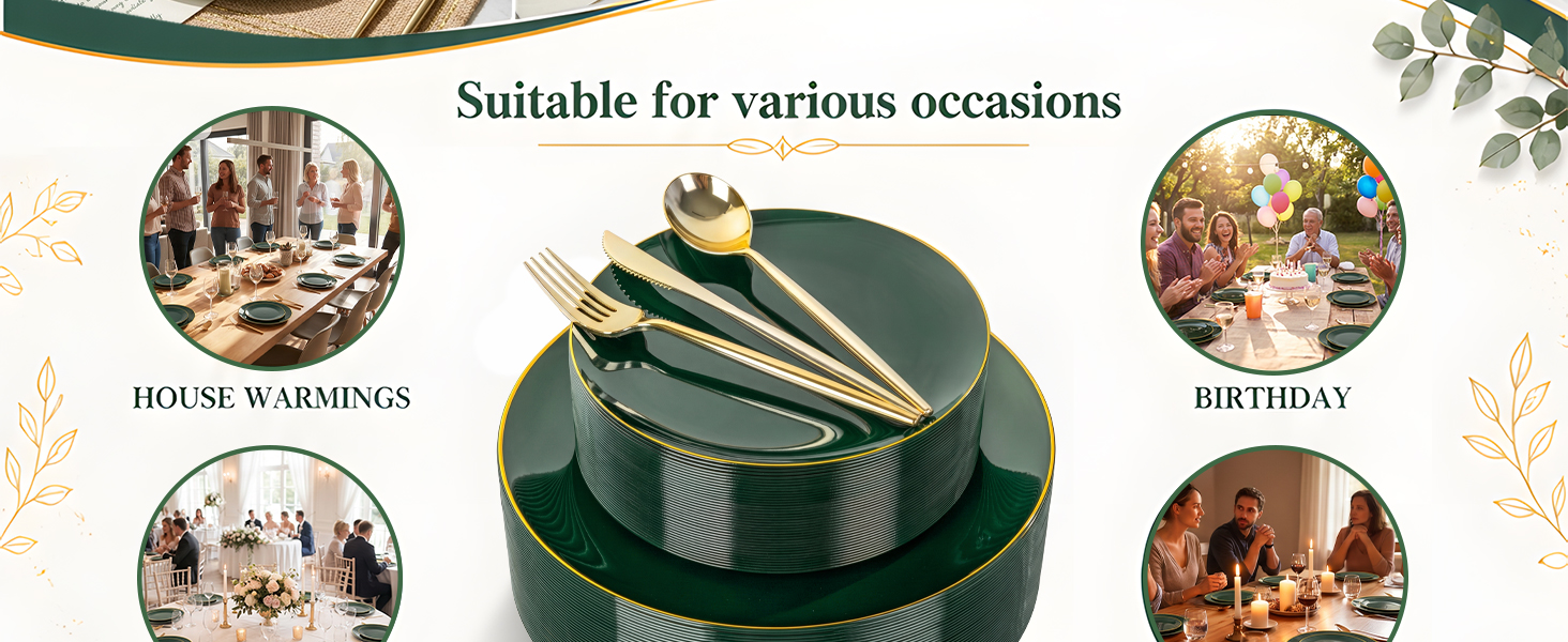 Green disposable plastic plates