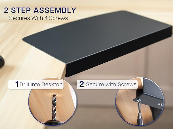 Underside of desk connector showing installation