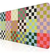 iLeadon Large Retro Checkered Desk Cover mat,Computer Big Mouse pad mat for Desk,Rubber Base Mous...