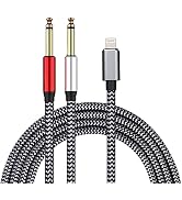 Lightning to Dual 6.35mm 1/4" TS Mono Stereo Y-Cable Splitter Lightning to Dual 1/4 inch Audio Ca...