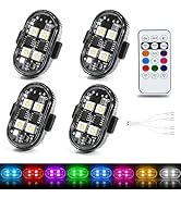 Upgraded 4PCS Wireless LED Strobe Lights With Remote Control, 8 Colors Adjustable Brightness USB-...