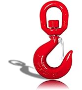 3 Ton Swivel Hooks, Heavy Duty 360° Rotating Crane Hook with Safety Latch, 6600 lbs Forged Steel ...