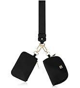 Dual Pouch Wristlet Wallet, Portable Keychain Wallet for Women and Men, Mini Zip Around Coin Purs...