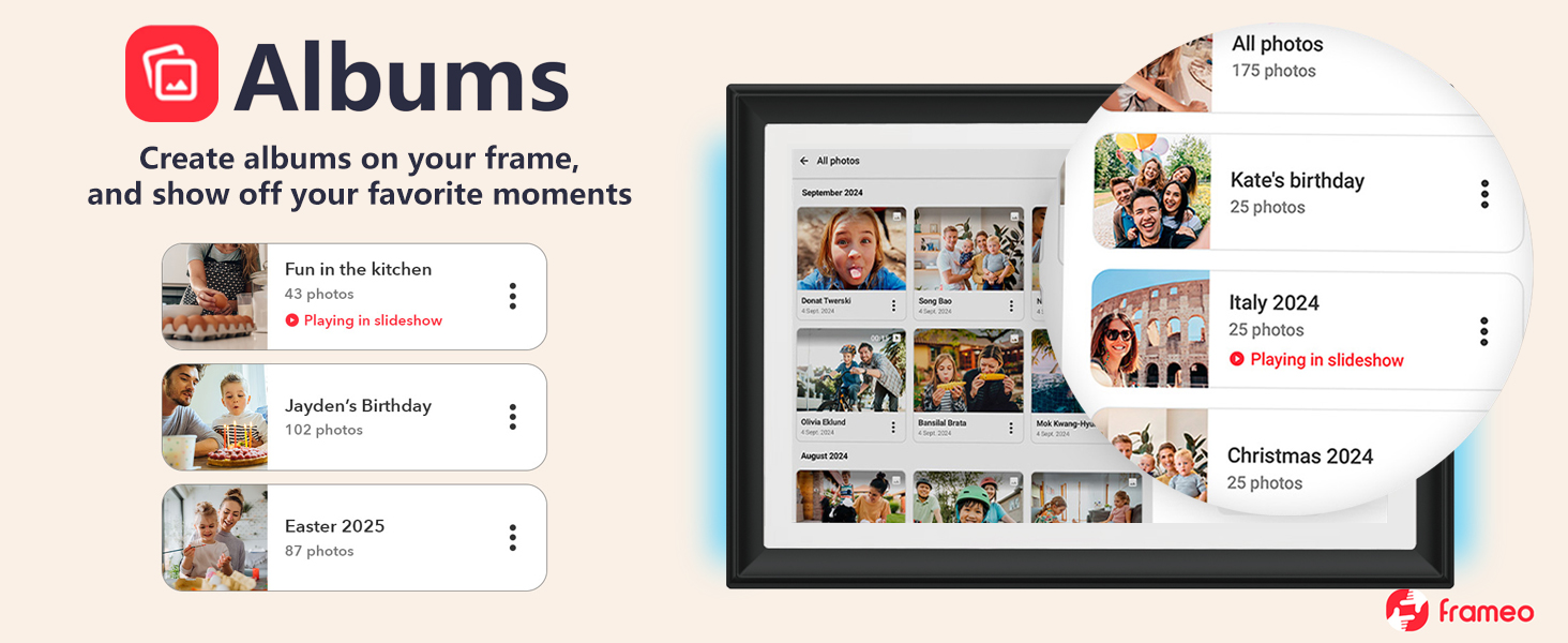 FRAMEO 10.1 Inch Smart WiFi Digital Photo Frame Digital Picture Frame Digital Calendar