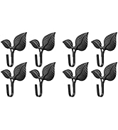 DOITOOL 8 Pcs Vintage Wall Hooks, Leaf Wall Hooks Wrought Iron Coat Hooks, Black Decorative Hooks...