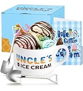 R HORSE Ice Cream Bowl Gift Set - Uncle Ice Cream Bowl Engraved Scoop Shovel Set with Greeting Ca...